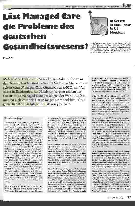 Vorschauseite 1: Löst Managed Care die Probleme des deutschen Gesundheitswesens?