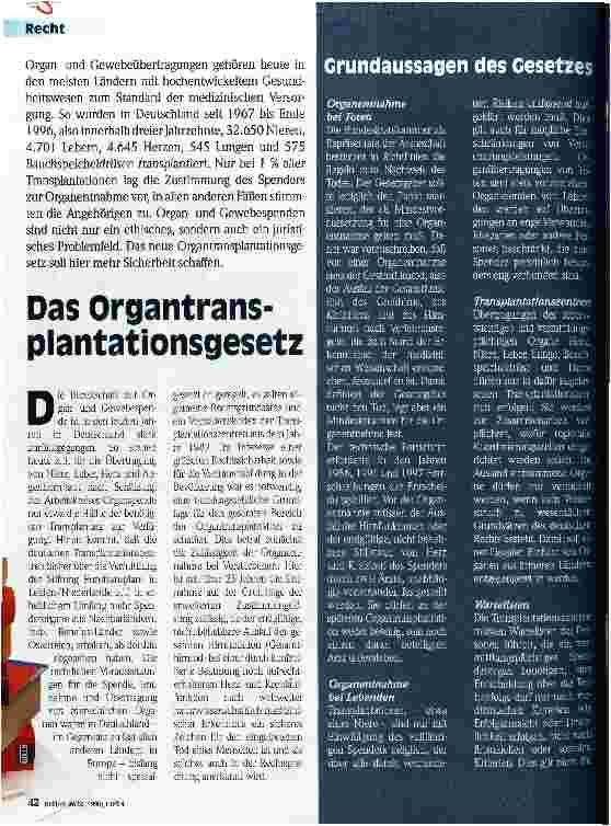 Vorschauseite 1: Das Organtransplantationsgesetz