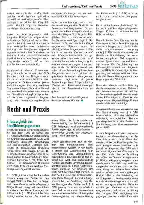 Vorschauseite 3: Haftung des Krankenhausträgers bei belegärztlicher Versorgung