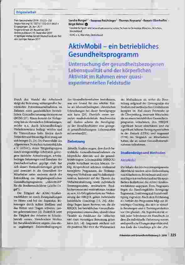 Vorschauseite 1: AktivMobil ein betriebliches Gesundheitsprogramm