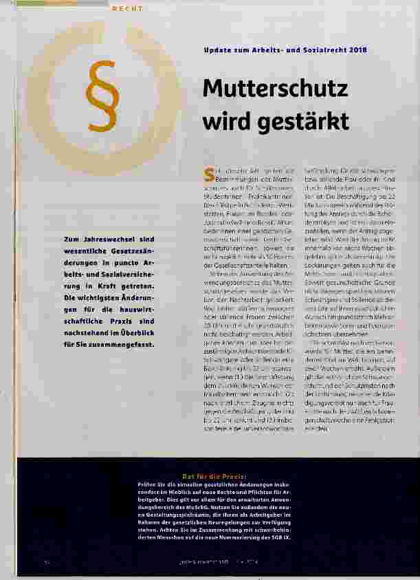 Vorschauseite 1: Mutterschutz wird gestärkt