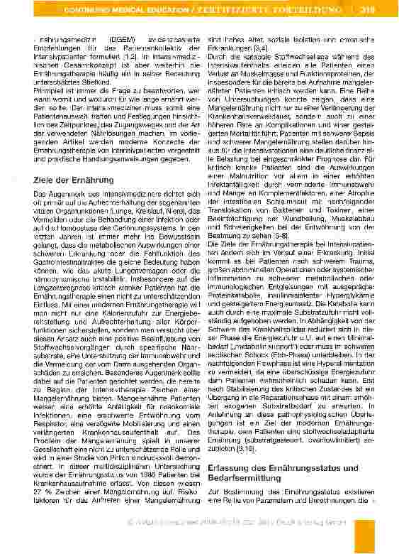Vorschauseite 2: Ernährung des Intensivpatienten