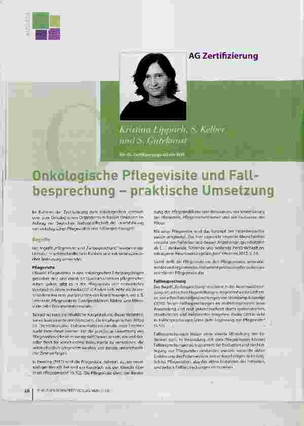 Vorschauseite 1: Onkologische Pflegevisite und Fallbesprechung praktische Umsetzung