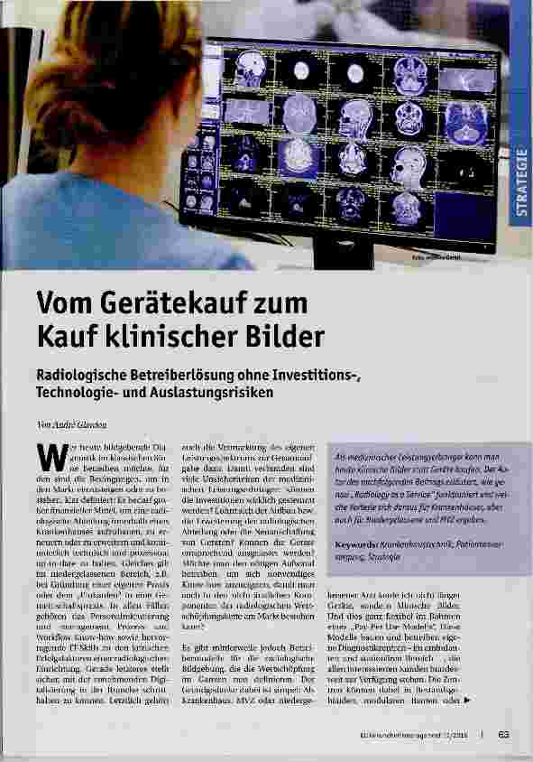 Vorschauseite 1: Vom Gerätekauf zum Kauf klinischer Bilder