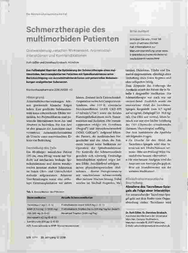 Vorschauseite 1: Schmerztherapie des multimorbiden Patienten