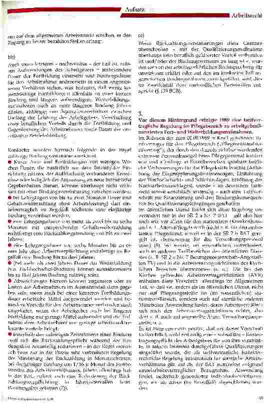 Vorschauseite 3: Fortund Weiterbildung der Pflegekräfte - Kostentragung und Rückzahlung