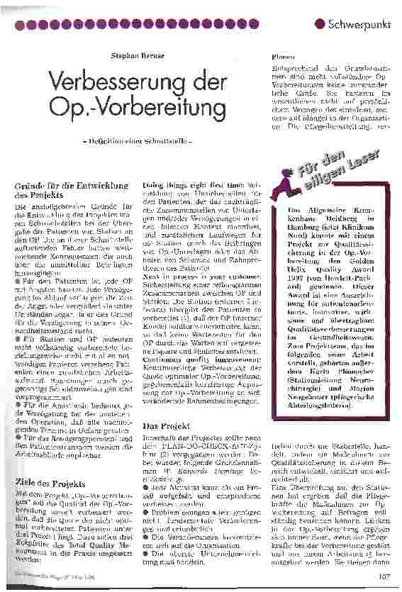 Vorschauseite 1: Verbesserung der Op.-Vorbereitung