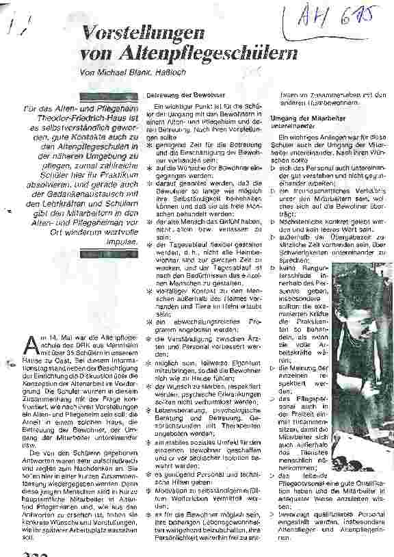 Vorschauseite 1: Vorstellung von Altenpflegeschülern