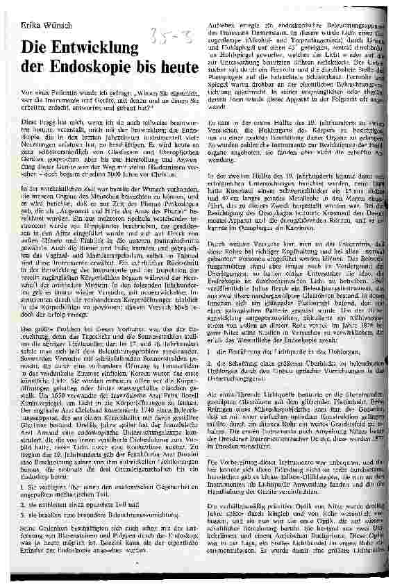 Vorschauseite 1: Die Entwicklung der Endoskopie bis heute