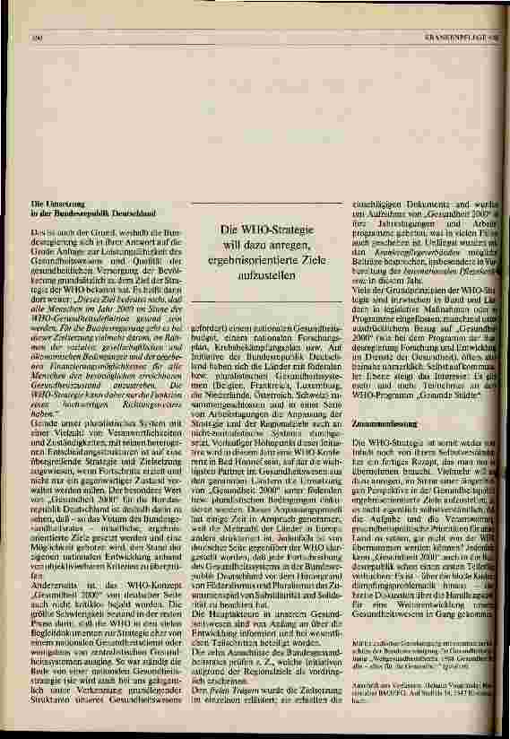 Vorschauseite 3: Gesundheit für alle bis zum Jahr 2000- ein Wunschtraum der WHO