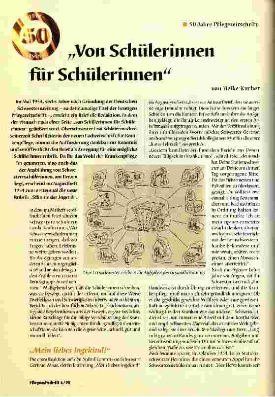 Vorschauseite 1: 50 Jahre Pflegezeitschrift: Von Schülerinnen für Schülerinnen