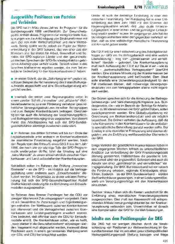 Vorschauseite 3: Positionbestimmungen der Krankenhäuser gegenüber den Herausforderungen der Zukunft Herausforderungen der Zukunft