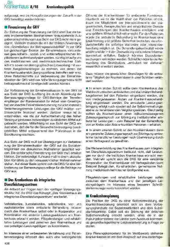 Vorschauseite 4: Positionbestimmungen der Krankenhäuser gegenüber den Herausforderungen der Zukunft Herausforderungen der Zukunft