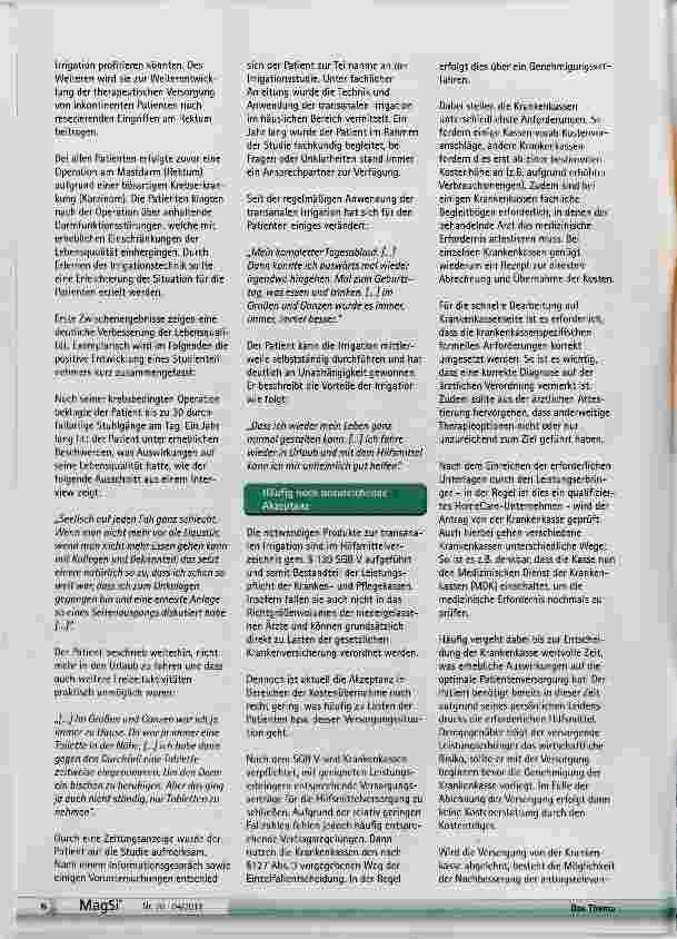 Vorschauseite 3: Die transanale Irrigation als mögliche Therapiewa