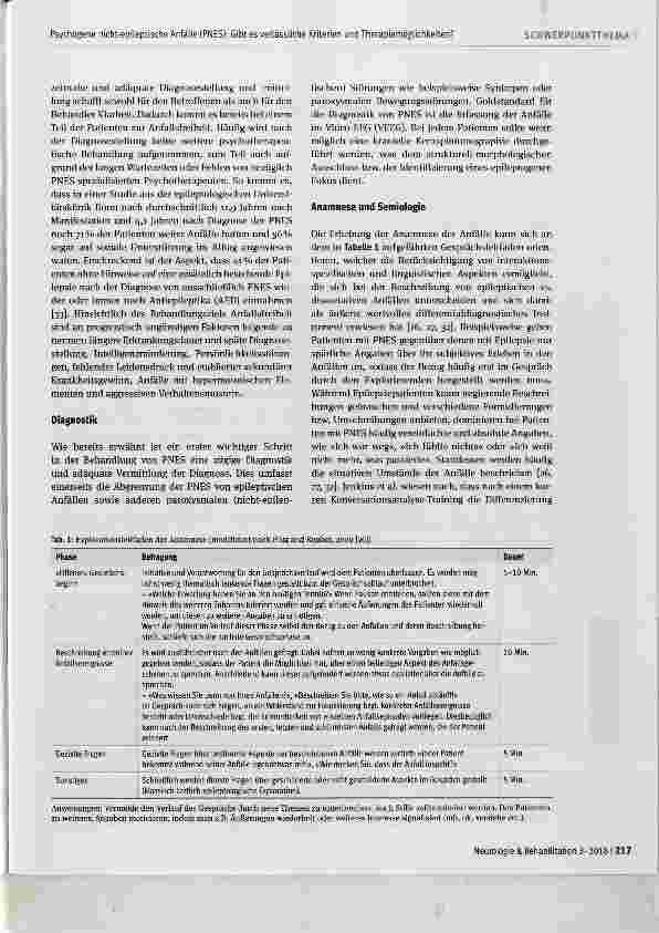 Vorschauseite 3: Psychogene nicht-epileptische Anfälle (PNES): Gibt es verlässliche Kriterien und Therapiemöglichkeiten?