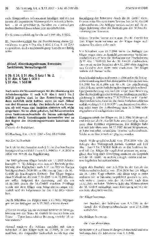 Vorschauseite 1: Ablauf; Absenkungzeitraum; Ermessen; Sanktionen; Verwaltungsakt