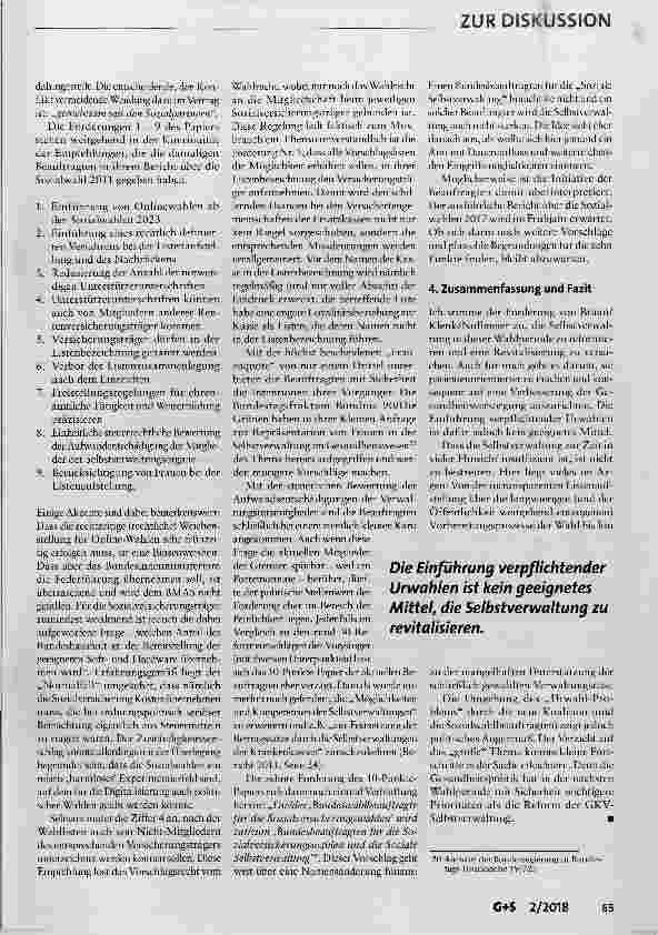 Vorschauseite 4: Mit Urwahl alles gut für die Selbstverwaltung?