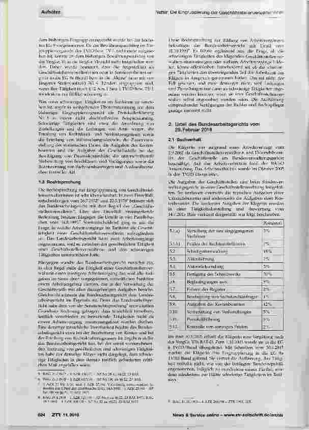 Vorschauseite 2: Die Eingruppierung der Geschäftsstellenverwalter/-innen bei den Gerichten und Staatsanwaltschaften