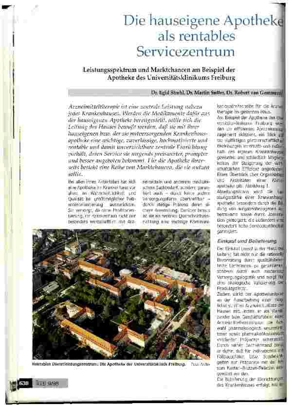Vorschauseite 1: Die hauseigene Apotheke als rentables Servicezentrum Leistungsspektrum und Marktchancen