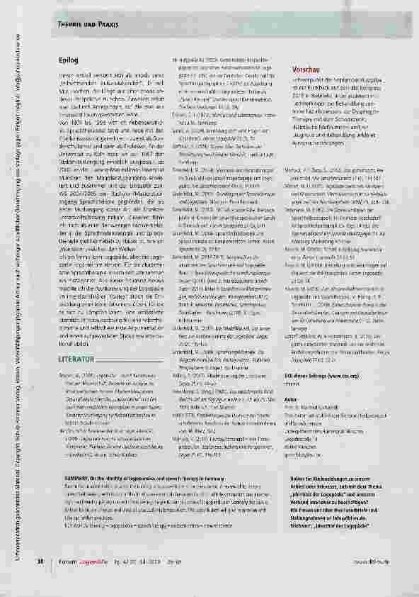 Vorschauseite 5: Zur Identität der Logopädie und akademischen Sprachtherapie in Deutschland