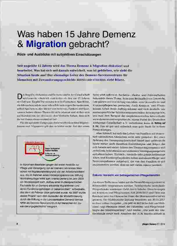 Vorschauseite 1: Was haben 15 Jahre Demenz & Migration gebracht?