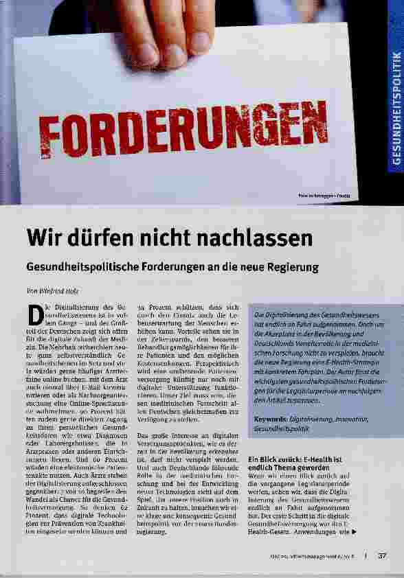 Vorschauseite 1: Wir dürfen nicht nachlassen