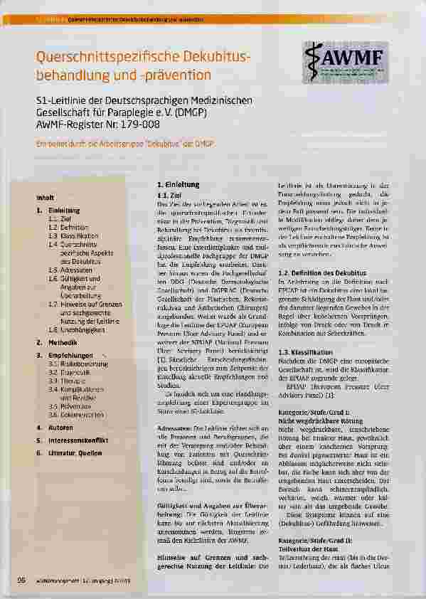 Vorschauseite 1: Querschnittspezifische Dekubitusbehandlung und -prävention