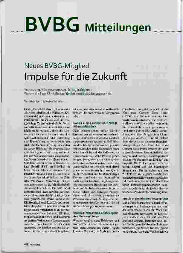 Vorschauseite 1: BVBG Mitteilungen Neues BVBG-Mitglied Impulse für die Zukunft