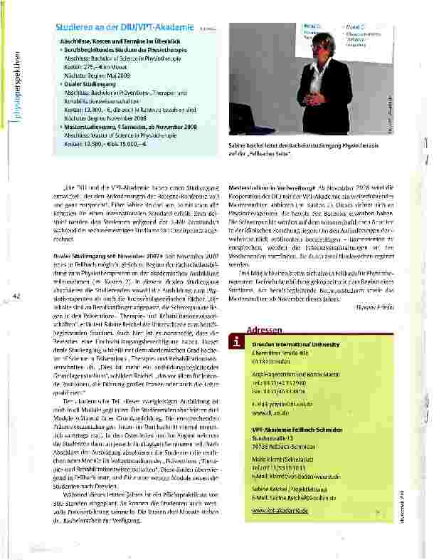 Vorschauseite 3: Studiengangführer: Dresden/VPT-Akademie Fellbach In elf Modulen zum Bachelor