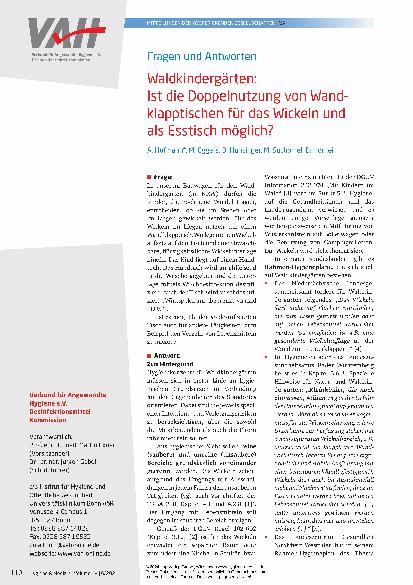 Vorschauseite 1: Waldkindergärten: Ist die Doppelnutzung von Wandklapptischen für das Wickeln und als Esstisch möglich?