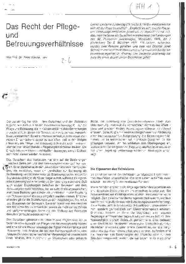 Vorschauseite 1: Das Recht der Pflege -und Betreuungsverhältnisse