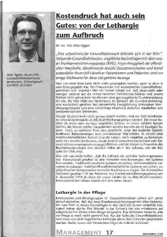 Vorschauseite 1: Kostendruck hat auch sein Gutes: von der Lethargie zum Aufbruch