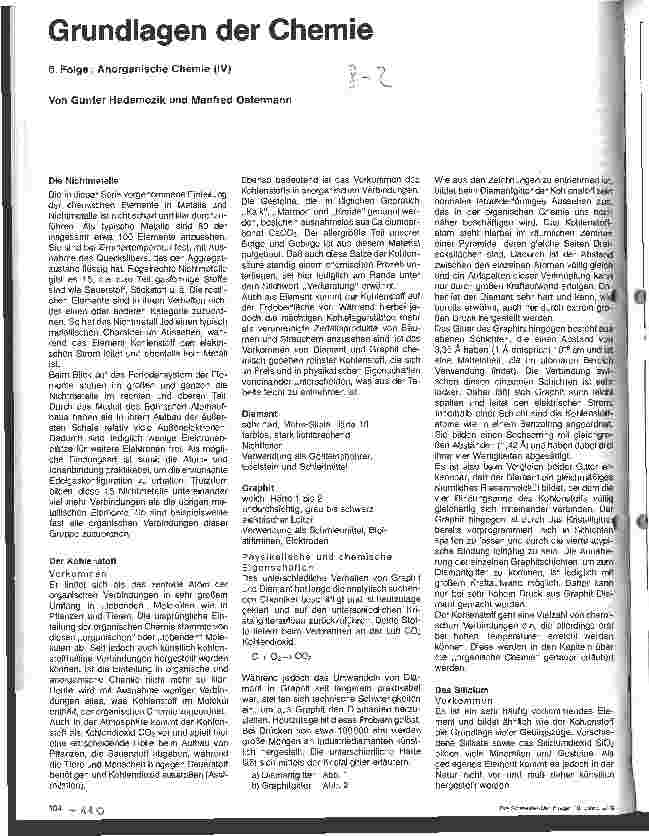 Vorschauseite 1: Grundlagen der Chemie 6. Folge: Anorganische Chemie (IV)