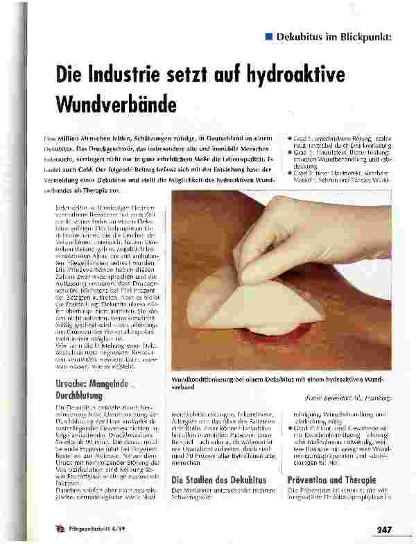 Vorschauseite 1: Die Industrie setzt auf hydroaktive Wundverbände