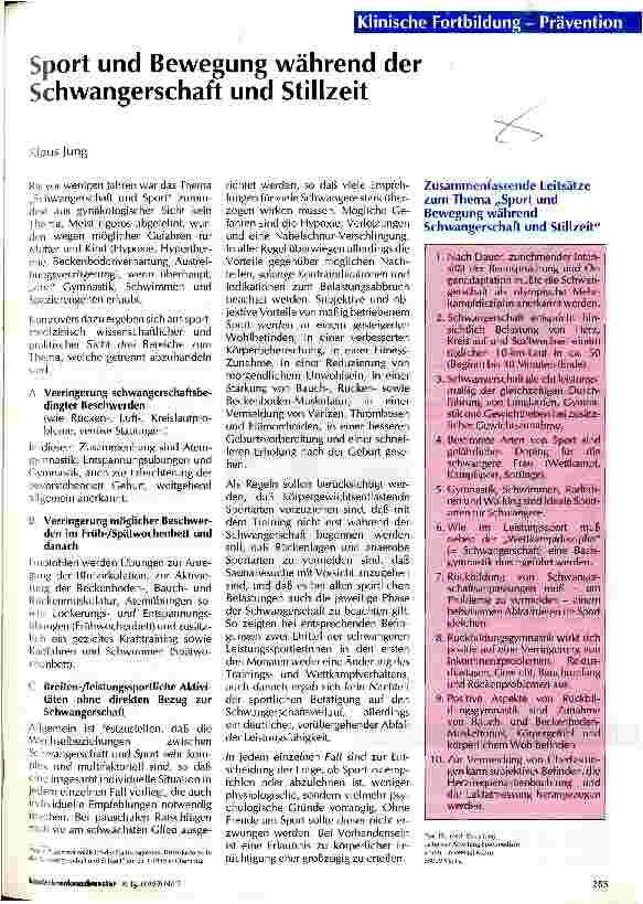 Vorschauseite 1: Sport und Bewegung während der Schwangerschaft und Stillzeit