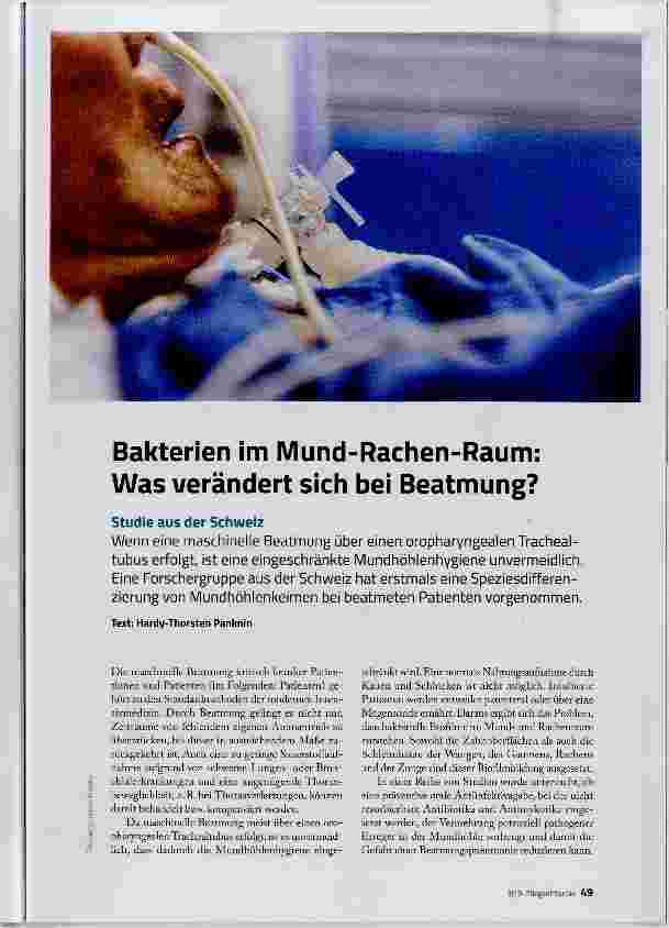 Vorschauseite 1: Bakterien im Mund-Rachen-Raum: Was verändert sich bei Beatmung?