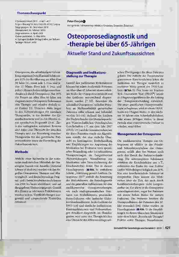 Vorschauseite 1: Osteoporosediagnostik und -therapie bei über 65-Jährigen