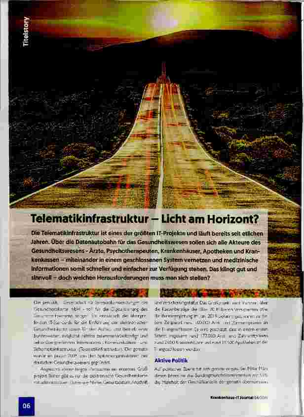 Vorschauseite 1: Telematikinfrastruktur Licht am Horizont?