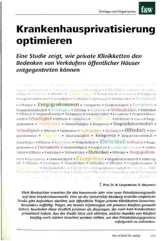 Vorschauseite 1: Krankenhausprivatisierung optimieren
