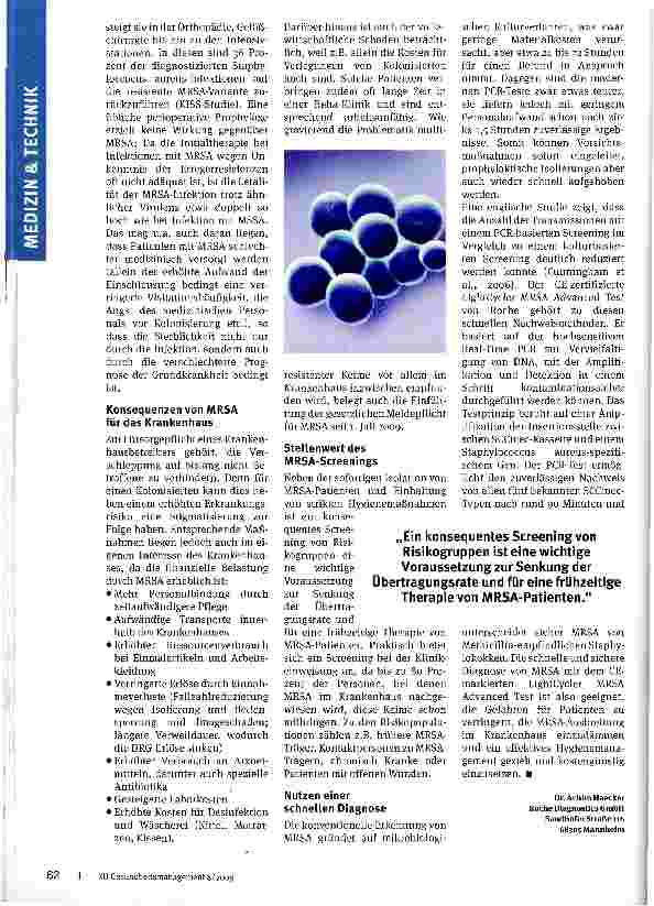 Vorschauseite 2: MRSAim Krankenhaus
