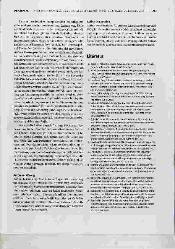 Vorschauseite 3: Einführung von patientenberichteten Endpunkten: erhöhen sie die Qualität von Behandlungen?