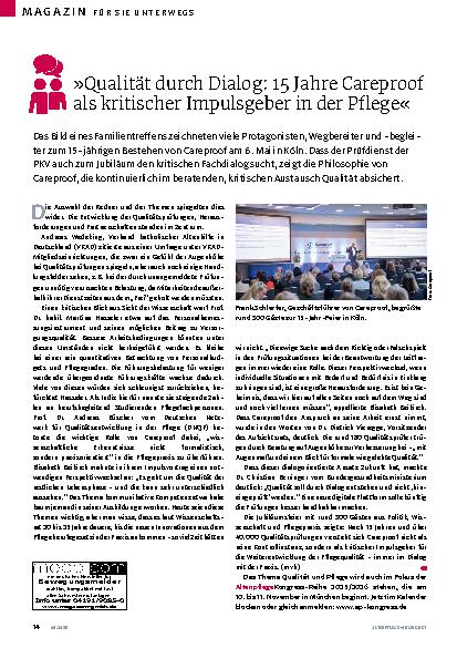 Vorschauseite 1: »Qualität durch Dialog: 15 Jahre Careproof als kritischer Impulsgeber in der Pflege«
