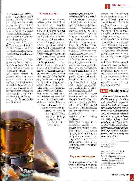 Vorschauseite 2: Perioperative Therapieprobleme 2. Teil Alkoholiker in der operativen Medizin