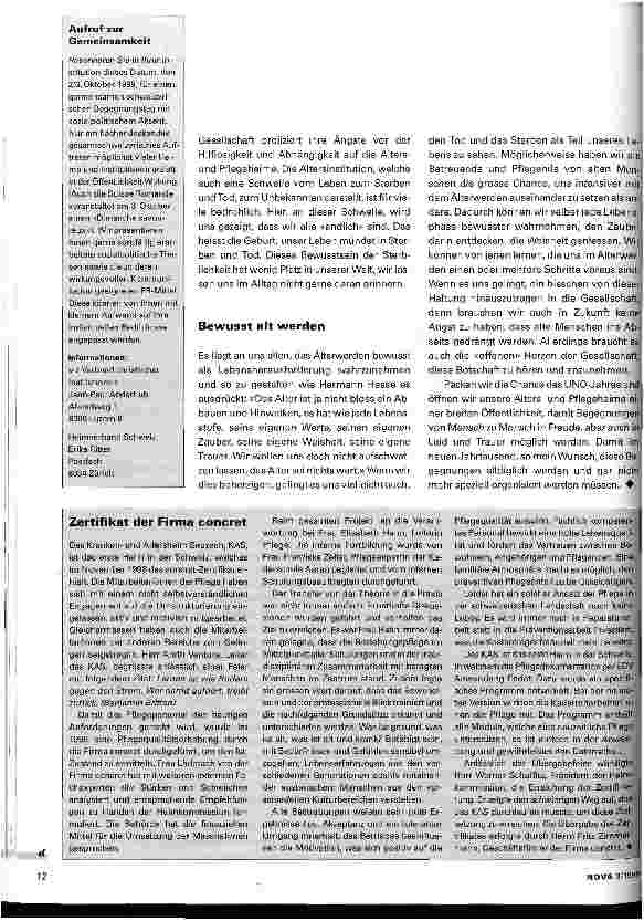 Vorschauseite 3: Offene Türen in Altersinstitutionen - offene Herzen für ältere Menschen