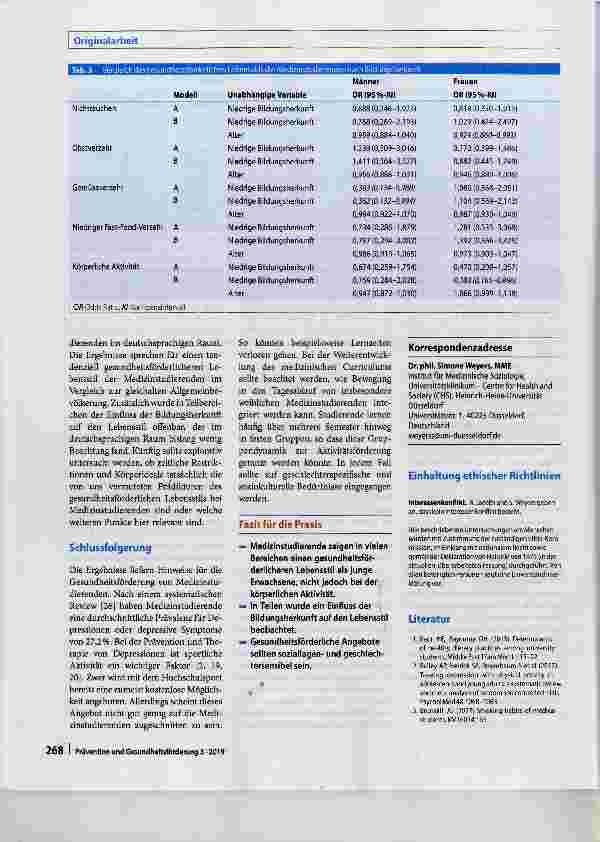 Vorschauseite 5: Gesundheitsförderlicher Lebensstil von Medizinstudierenden: Machen sie es wirklich besser?