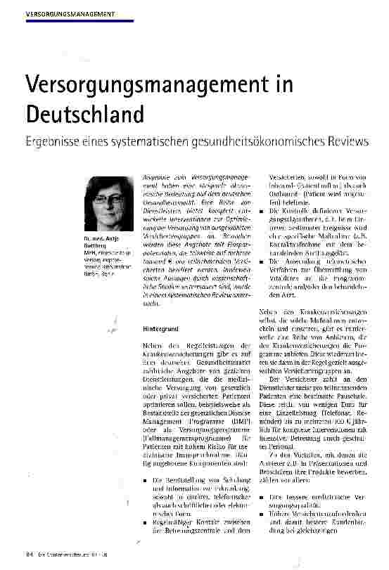 Vorschauseite 1: Versorgungsmanagement in Deutschland