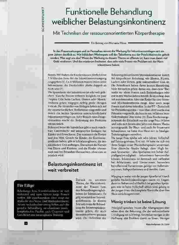 Vorschauseite 1: Funktionelle Behandlung weiblicher Belastungsinkontinenz