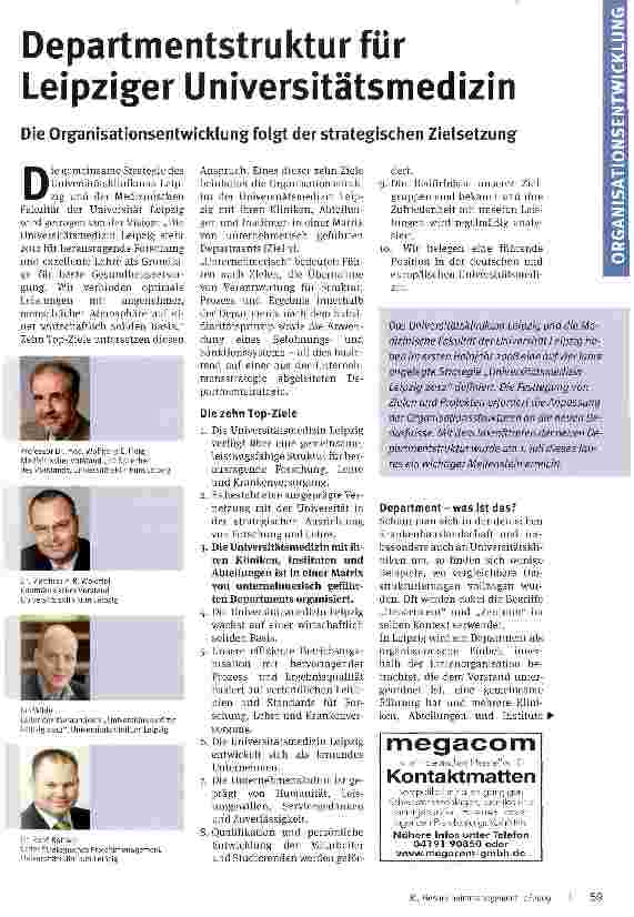 Vorschauseite 1: Departmentstruktur für Leipziger Universitätsmedizin
