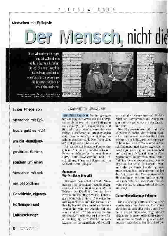Vorschauseite 1: Der Mensch, nicht die Krankheit im Zentrum Menschen mit Epilepsie