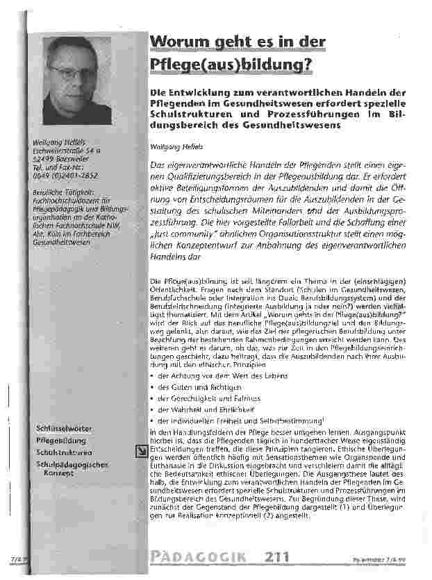 Vorschauseite 1: Worum geht es in der Pflege(aus)bildung?